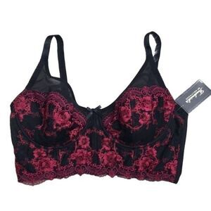Fredericks Of Hollywood 36D Black & Red Lace Underwire Bra